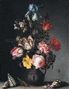Flowers in a Vase with Shells and Insects Balthasar van der Ast